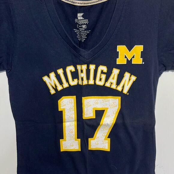 Colosseum Women's Multicolor Michigan 17 V-Neck Short Sleeve T-Shirt Medium - Picture 2 of 8